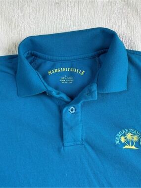 Margaritaville Short Sleeve Polo Shirt Mens Large Golf Blue Golf Jimmy Buffet